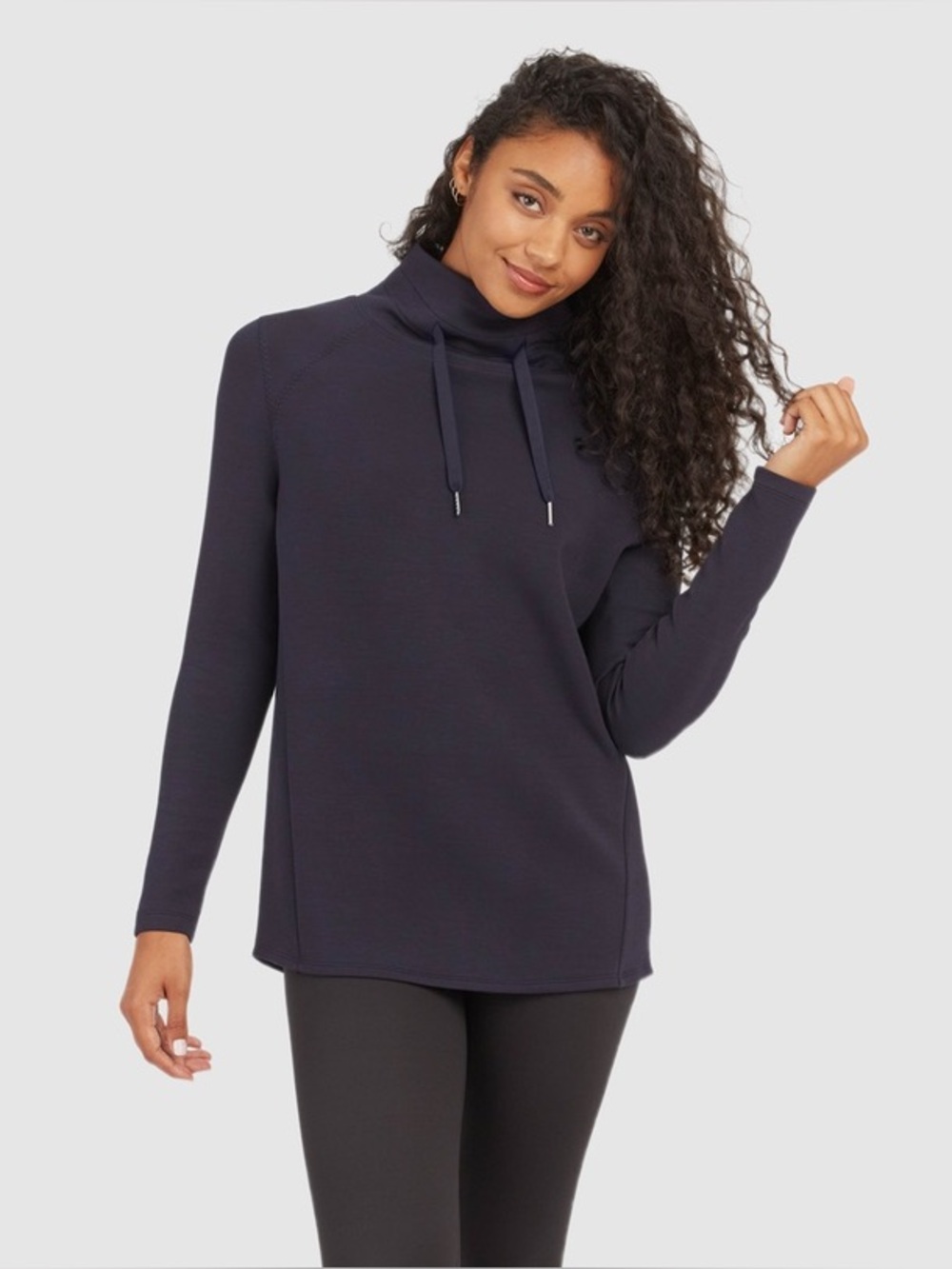 SPANX AirEssentials Got-Ya-Covered Pullover Sweater Navy Size XL Mock Neck Soft